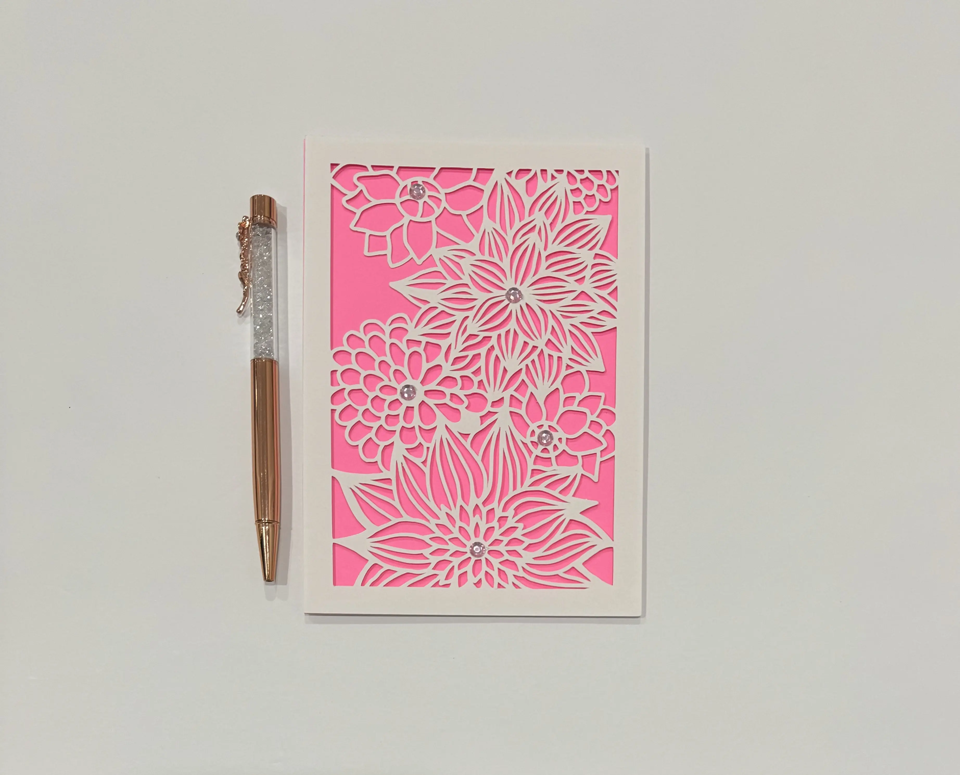 Pink Floral Mandala Greeting Card