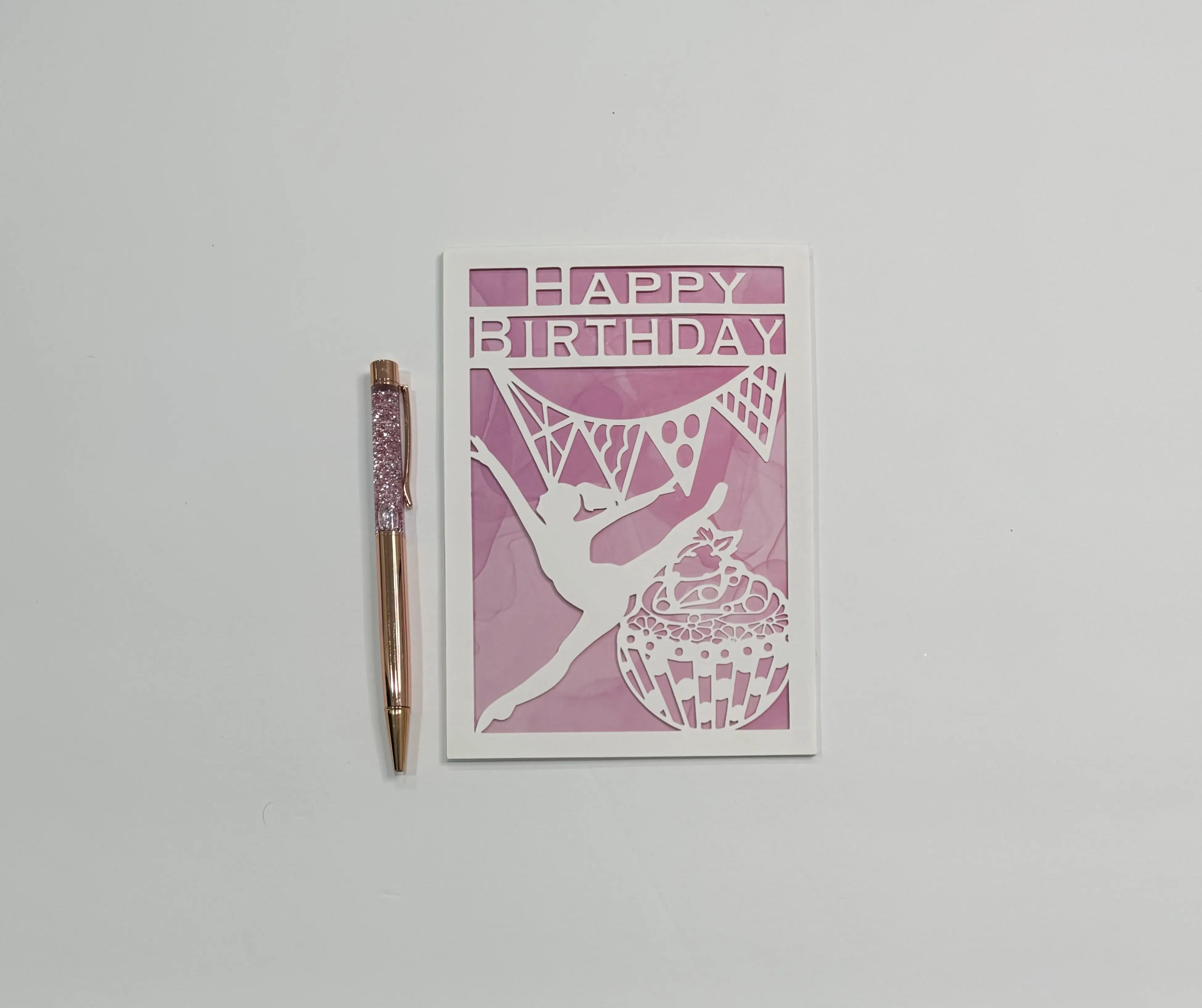 Gymnast Birthday Card (Pink)