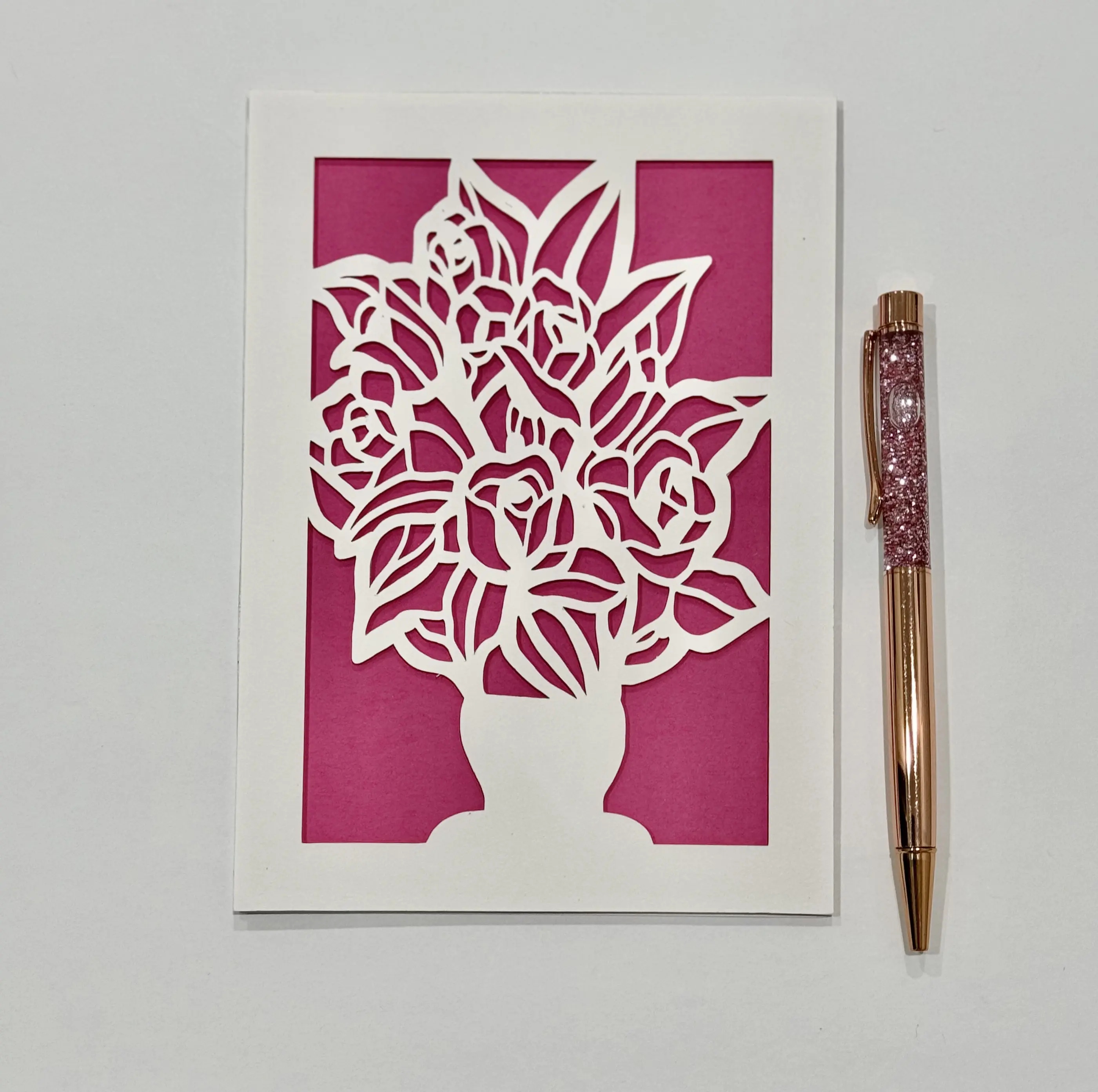 Rose Bouquet Vase Card