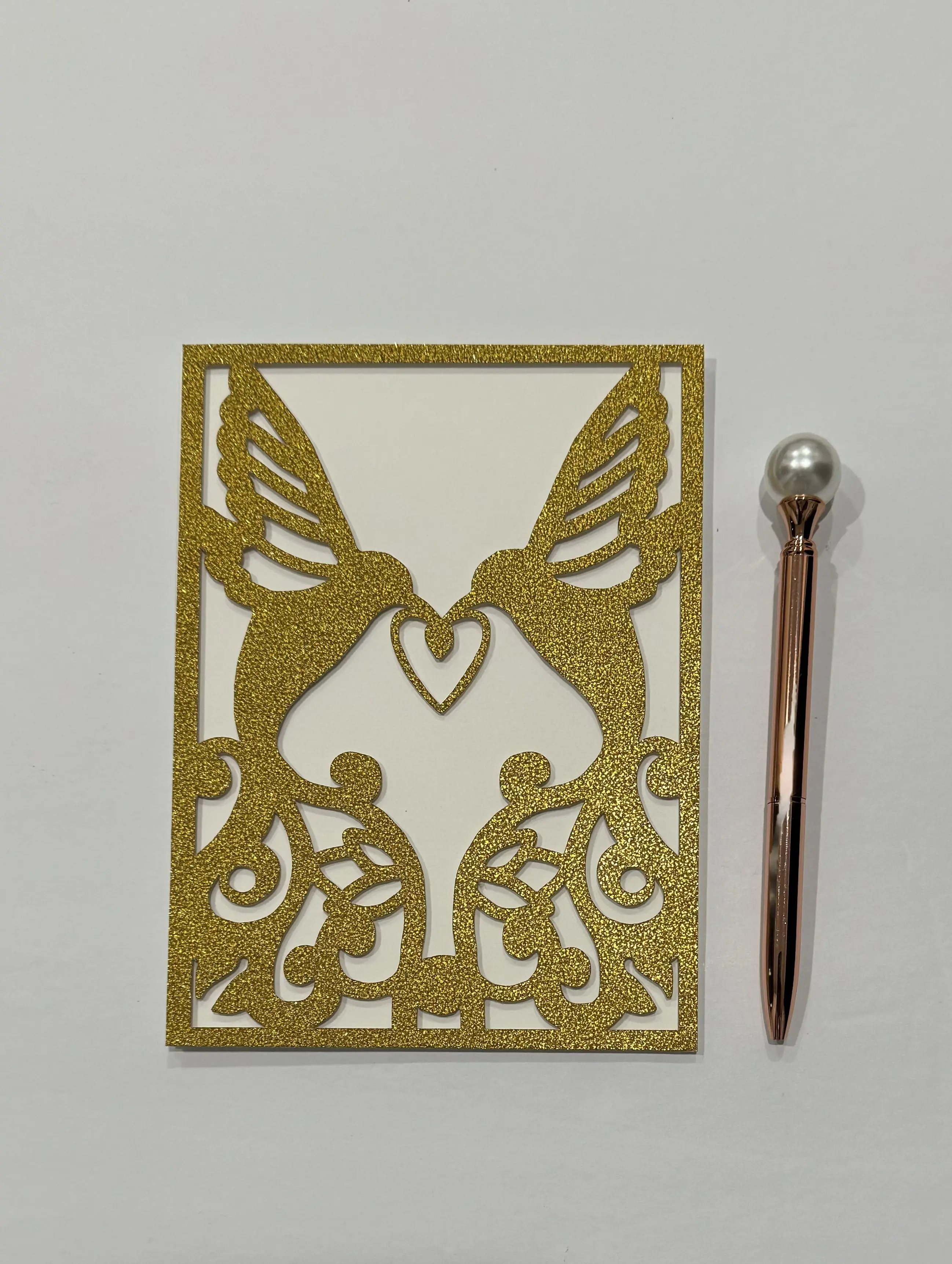 Dove & Heart Wedding Card (Gold)