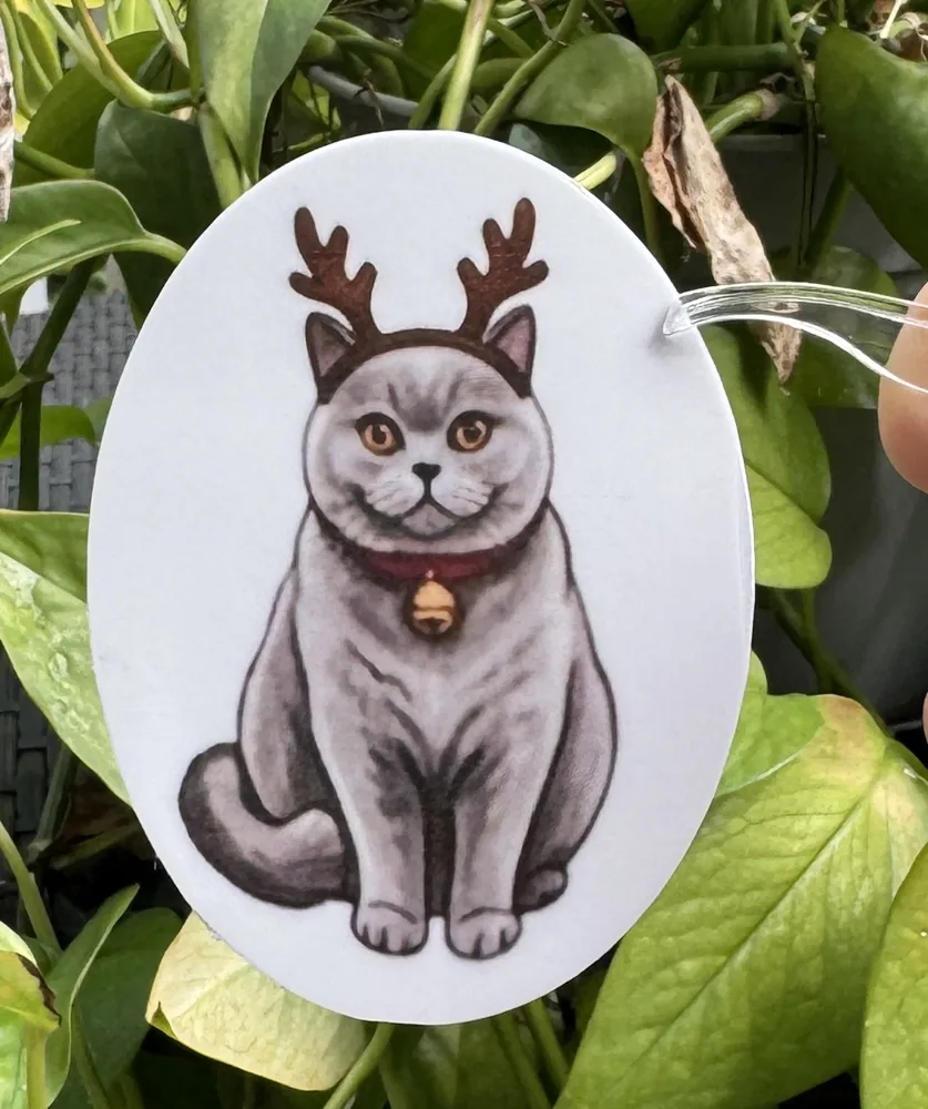 Grey Cat Antlers Sticker