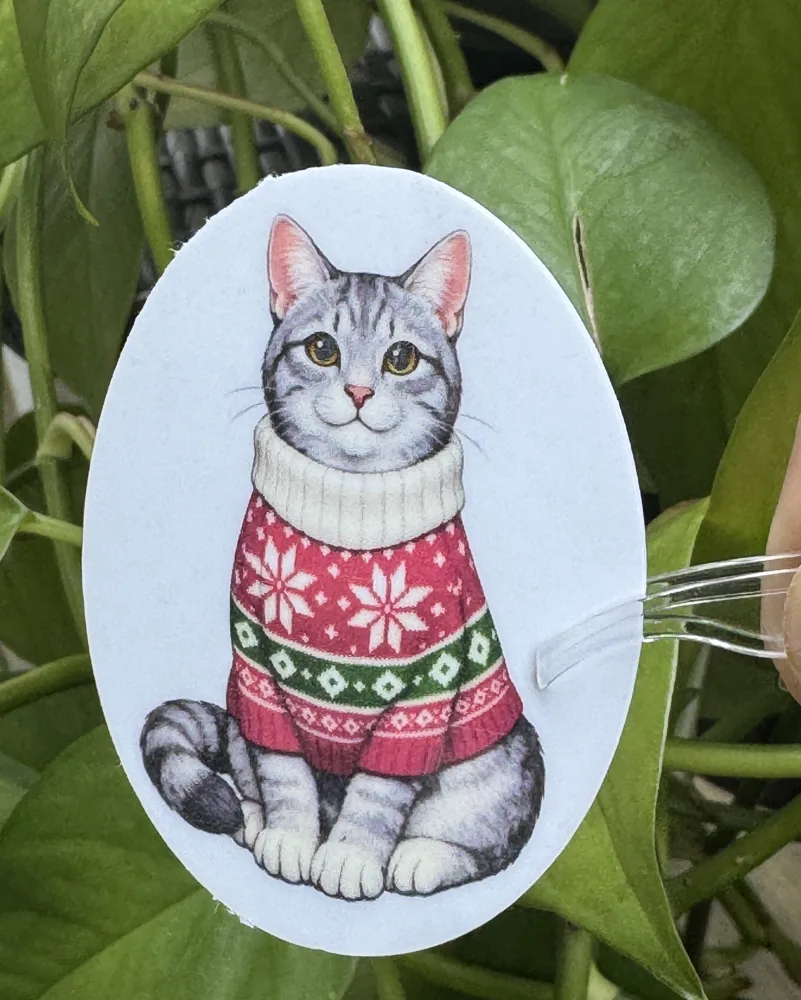 Cream Cat Sweater Sticker