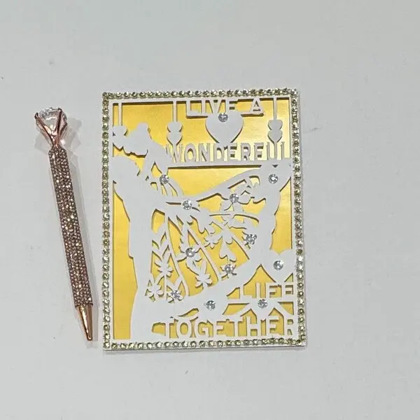 Gold paper-cut card, live a wonderful life together